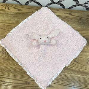 Stephan Baby Pink Sherpa Bunny Rabbit Security Blanket Lovey‎ Fuzzy Satin Edges